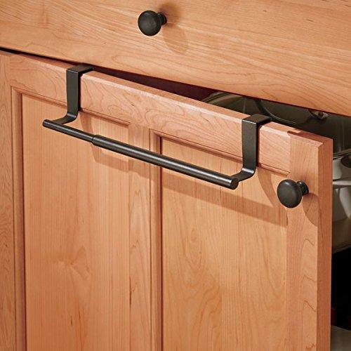 Shop mdesign adjustable expandable kitchen over cabinet towel bar rack hang on inside or outside of doors storage for hand dish tea towels 9 25 to 17 wide bronze