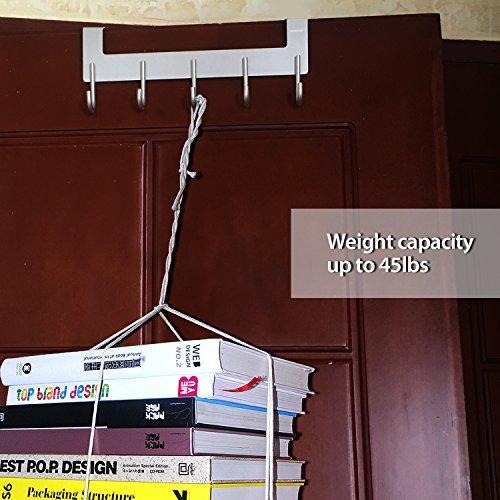 Selection acmetop over the door hook hanger heavy duty organizer for coat towel bag robe 5 hooks aluminum brush finish silver