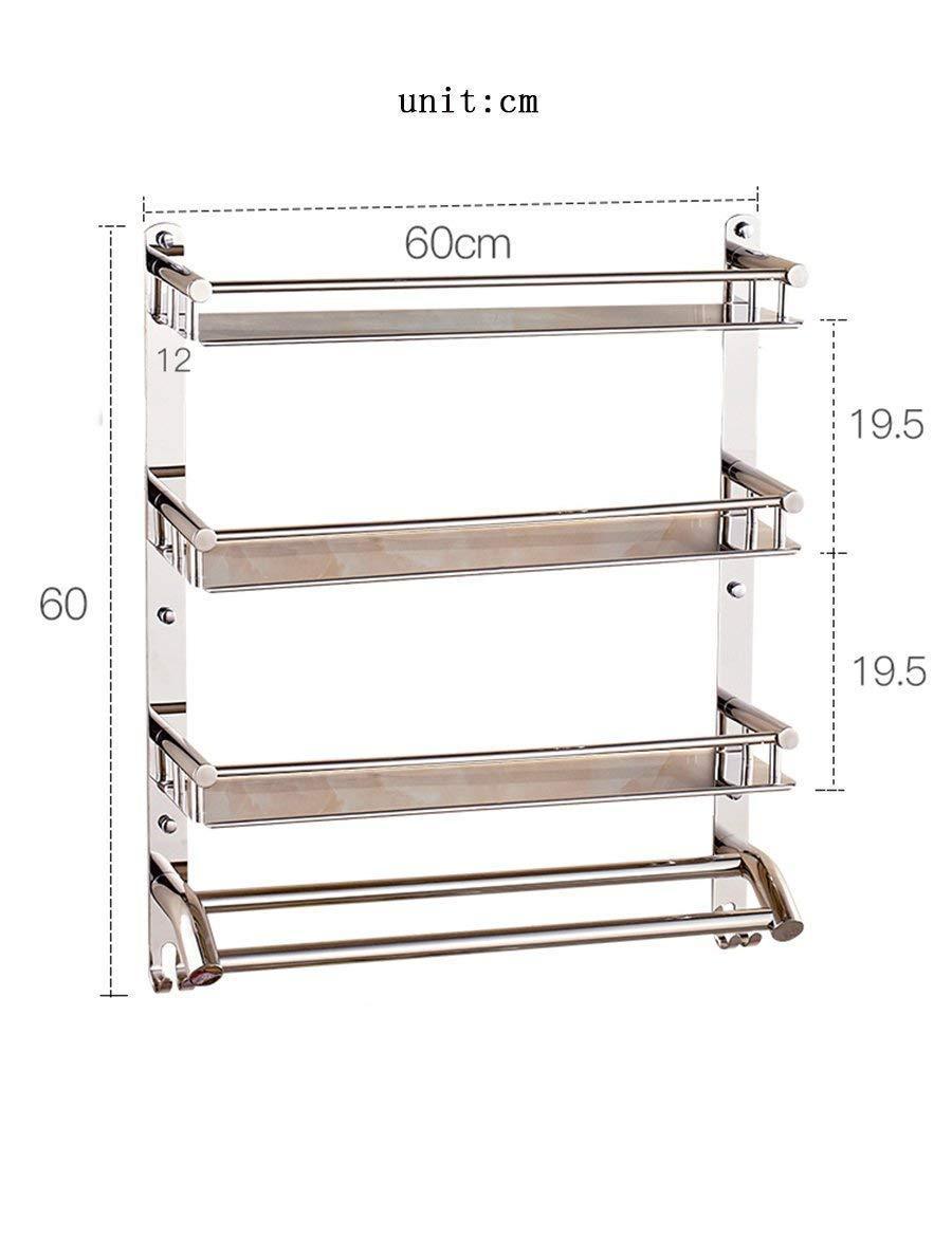 Save deed wall hanging mount rack toilet stainless steel double layer three shelf bathroom racks wall towel rack storage rack 6060cm