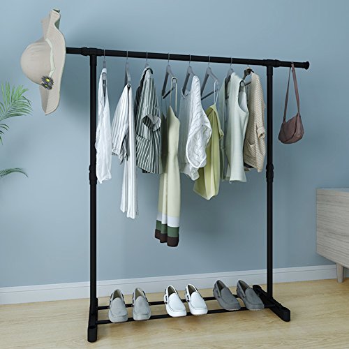lililili Extendable hanging rack,Clothing garment rack,Floor-standing Household Clothes rod,Simple Drying Clothes storage shelf,Heavy duty commercial grade hanger-A