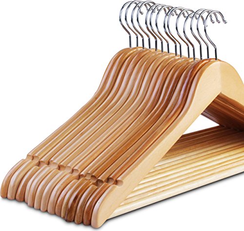 ZOYER Wood Suit Hangers (20 Pack) - Premium Quality Solid Wooden Coat Hangers Strong & Durable Suit Hangers - Natural