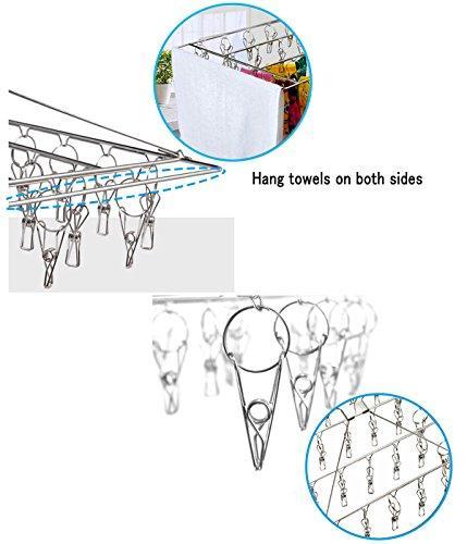 Purchase duofire stainless steel clothes drying racks laundry drip hanger laundry clothesline hanging rack set of 26 metal clothespins rectangle for drying clothes towels underwear lingerie socks