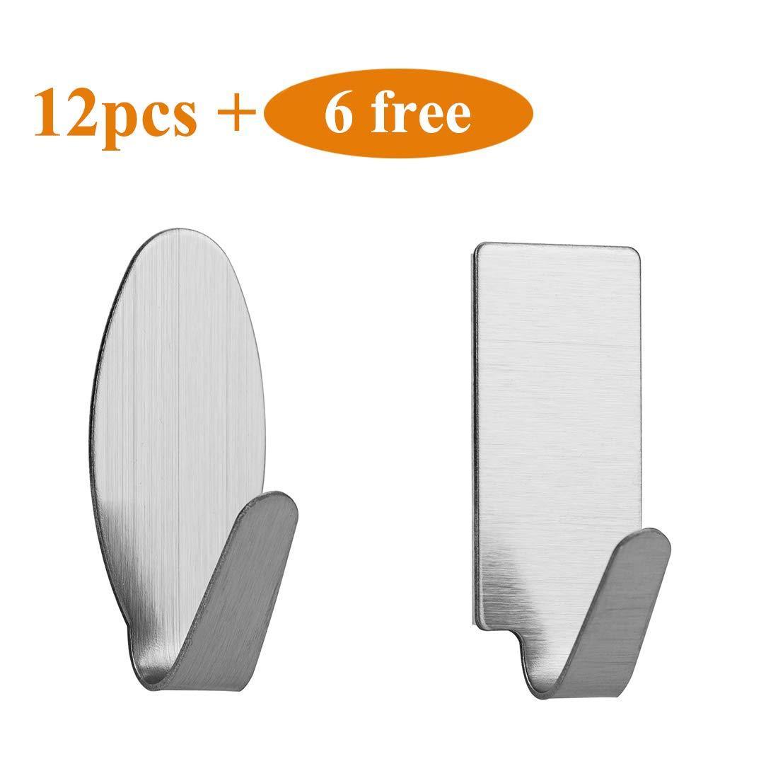 Selection mokaro towel adhesive hooks stainless steel damage free hanging hooks mini 18 hooks rectangle