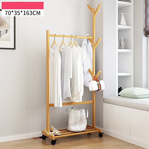 Multipurpose wooden coat and shoe rack, garment rack waterproof simple assemble coat racks hat bag rack floor standing coat rack storage bedroom living office cloakroom-B L70cmxW35cmxH163cm