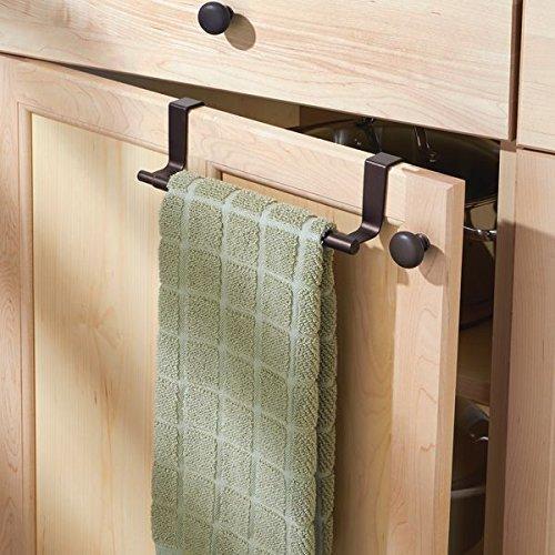 Shop for mdesign adjustable expandable kitchen over cabinet towel bar rack hang on inside or outside of doors storage for hand dish tea towels 9 25 to 17 wide bronze