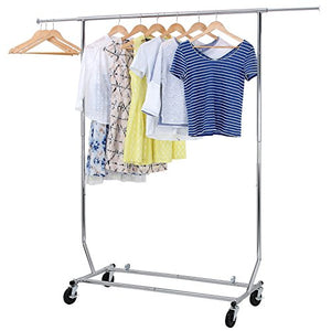SONGMICS Rolling Garment Rack Collapsible Heavy-Duty Clothing Hanging Rack on Lockable Wheels Chrome Finish ULLR11C