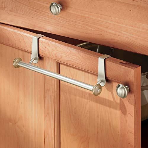 Storage organizer interdesign york over the cabinet kitchen dish towel bar holder satin