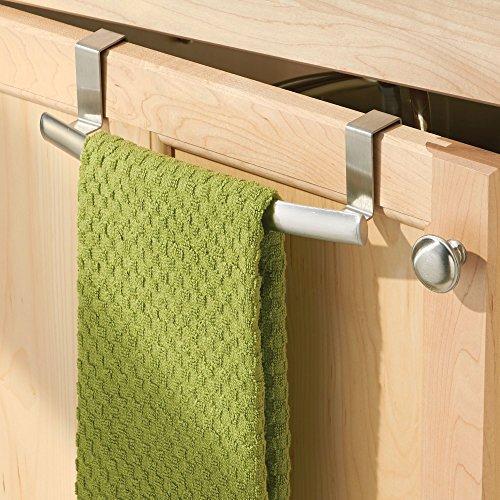 Purchase dulceny modern metal kitchen storage over cabinet curved towel bar hang on inside or outside of doors organize and hang hand dish and tea towels