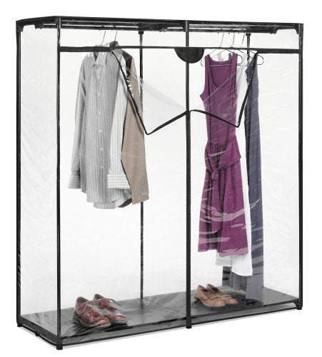 Whitmor Extra Wide Clothes Closet - Freestanding Garment Organizer with Clear Cover