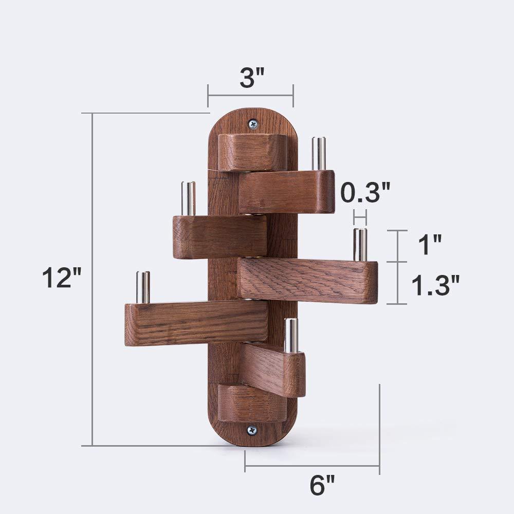 Budget friendly solid wood swivel coat hooks folding swing arm 5 hat hanger rail multi foldable arms towel clothes hanger for bathroom entryway bedroom office kitchen kids garage wall mount accessories walnut wood