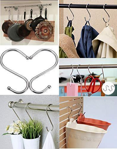 The best 30 pack heavy duty s shaped hooks rustproof sliver finish steel hooks hangers for kitchenware pots utensils clothes bags towels plants