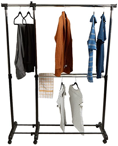 Mind Reader Single Rail Clothing Garment Rack, Extendable, Black