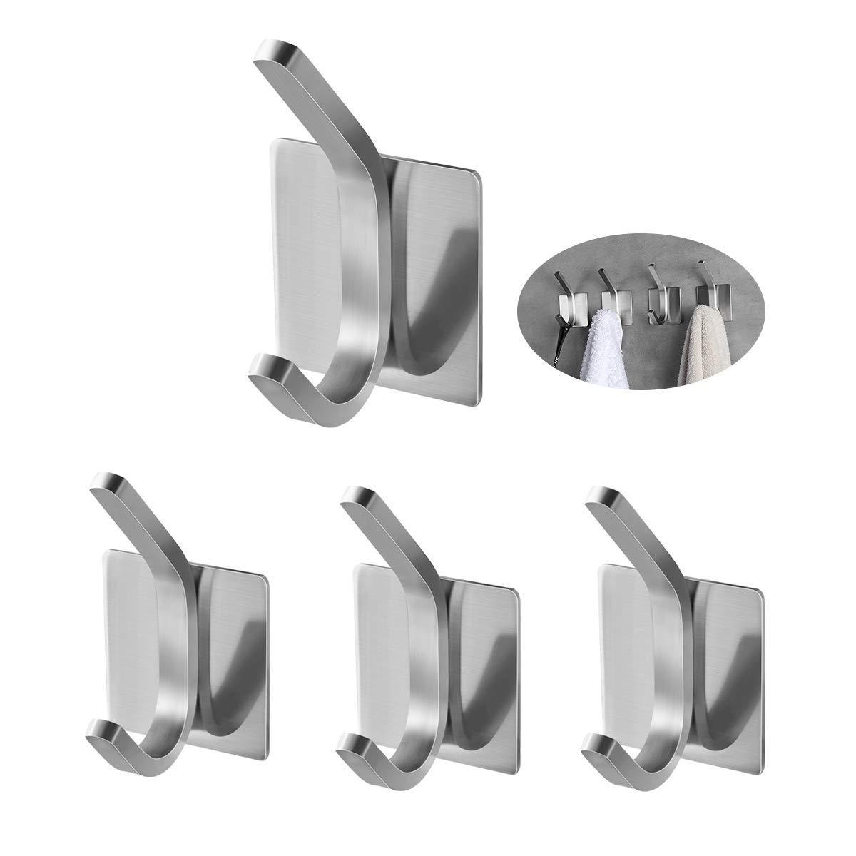 Buy now fle coat hooks adhesive hooks bathroom towel hooks wall hooks stainless steel hooks bath robe hook wall mount 4 pack