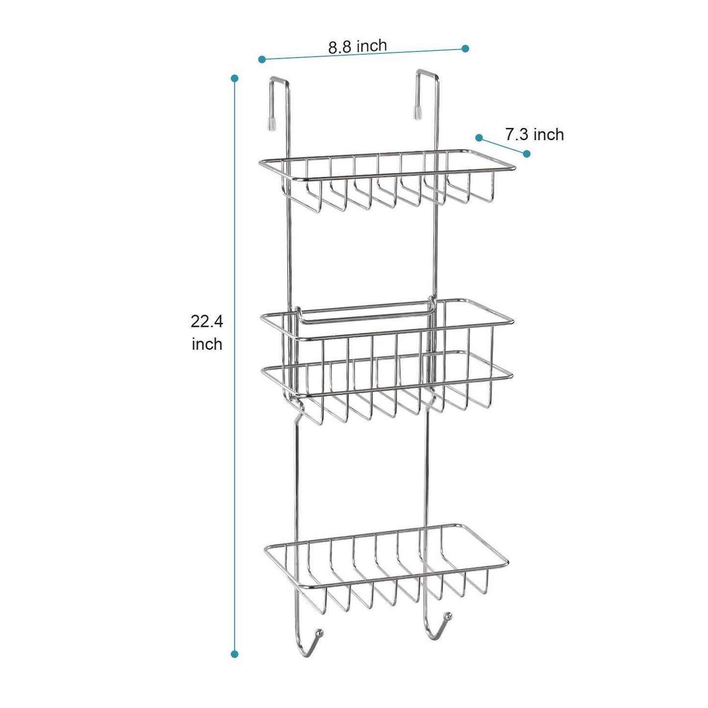 Selection hontop shower caddy storage organizer with 3 baskets over the door rack for bathroom kitchen storage shelves toiletries spice towel and soap holder