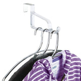 Organize with mdesign modern over door valet hook multi hanging storage organizer hook for coats hoodies hats scarves purses bath towels robes 3 pack clear