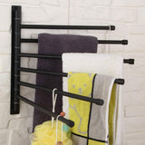 On amazon gerz bathroom swing arm towel bars wall mount bath towel rack with 6 arms hanger towel holder organizer sus 304 stainless steel matte black