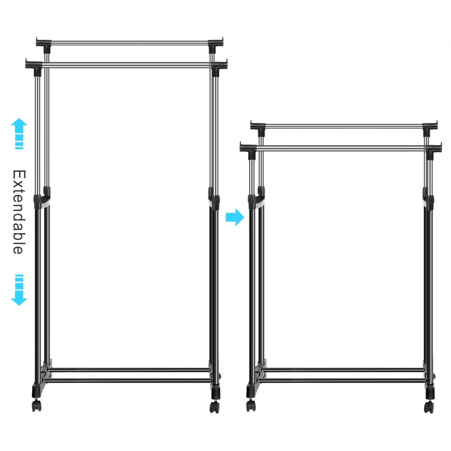 On amazon bluefringe drying rack best houseware heavy duty double rail clothes laundry cloth dryer laundry rack for jacket dress towels shirts