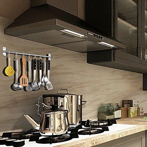 New sonorospace kitchen sliding hooks stainless steel hanging rack rail organize kitchen tools with utensil removable s hooks for towel pot pan spoon coats bathrobe bbq wall mounted hanger