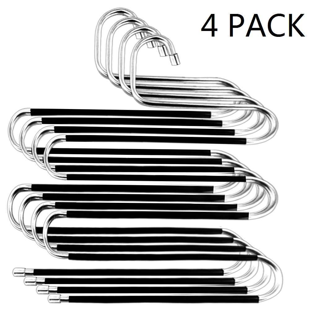 Get pants hangers 4 pack scarf hangers s type clothes pant hangers multi purpose pants hanger space saving non slip closet organizer for scarfs jeans clothes trousers towels