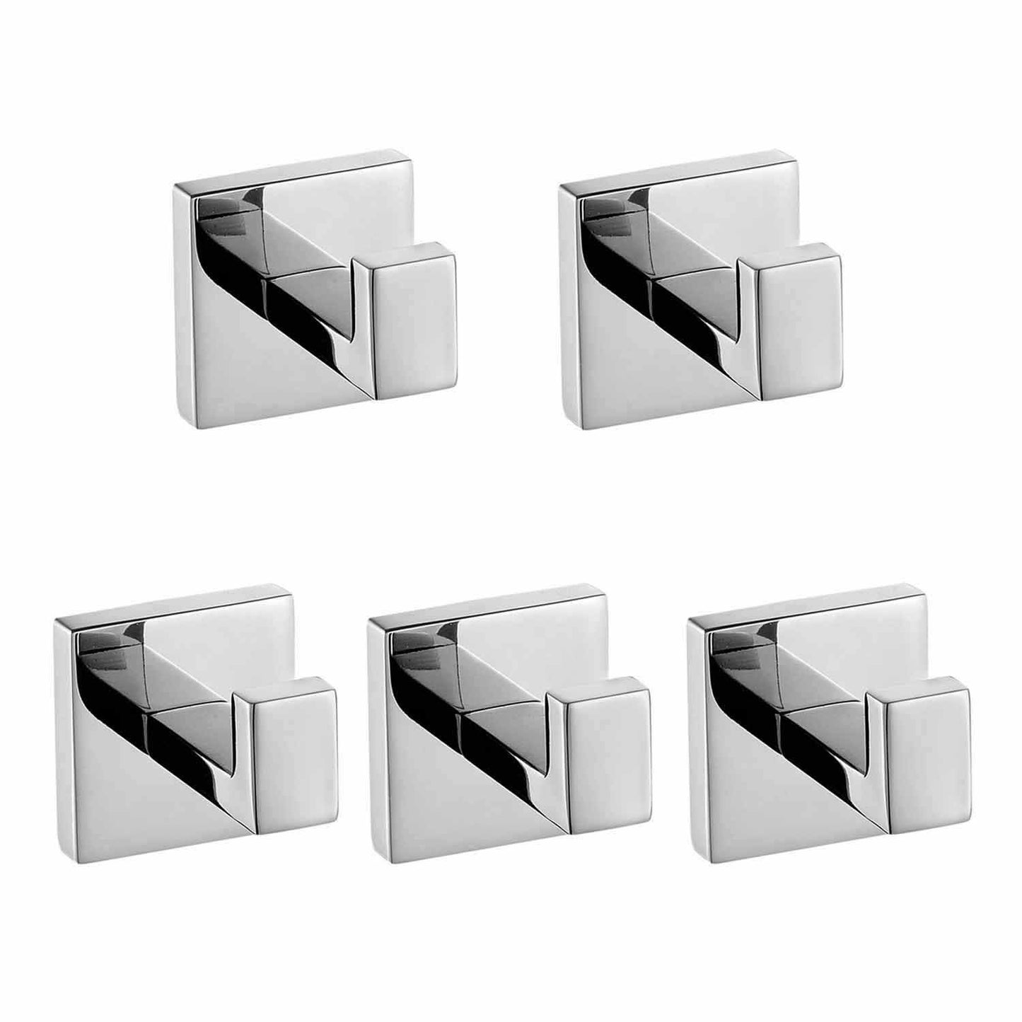 Purchase luxury 304 stainless steel bathroom single towel hook robe chrome wall mount coat hat door hook hanger mirror polished bathroom accessories 5pcs 5