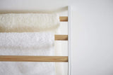 Selection stainless steel wood leaning drying towel rack in white finish