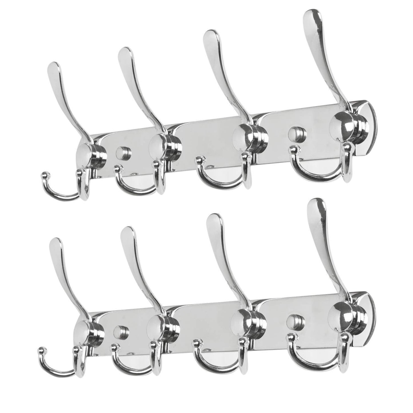 Exclusive baoef coat hat hook metal robe rail rack towel hanger with flared tri hook colset organizer for home entryway office keys scarf jacket backpack wall mounted silver 2 packs