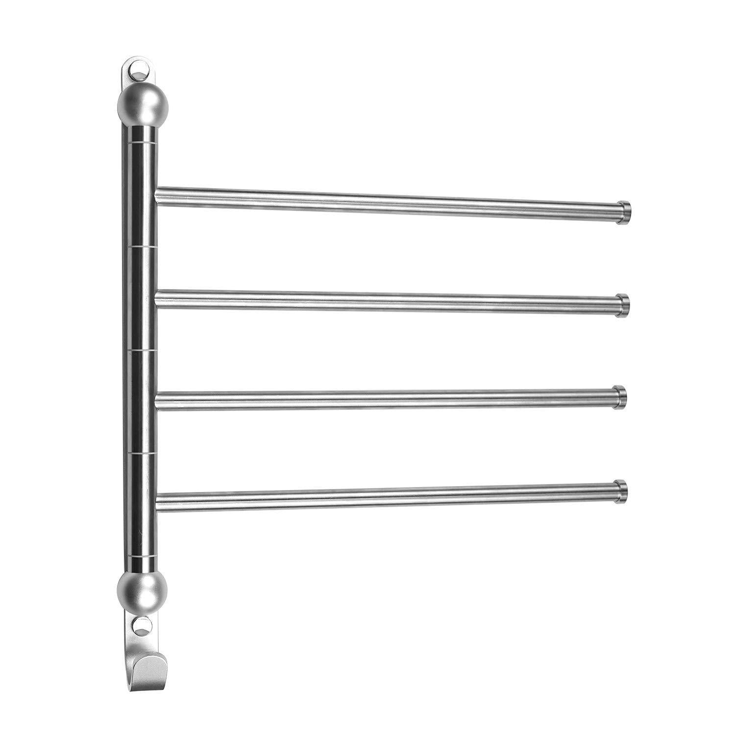 Results ybemarket towel rack swivel towel bar bathroom 304 stainless steel wall mounted swing towel 4 swing arms diy swivel organizer for saving space multiple wall mount bar