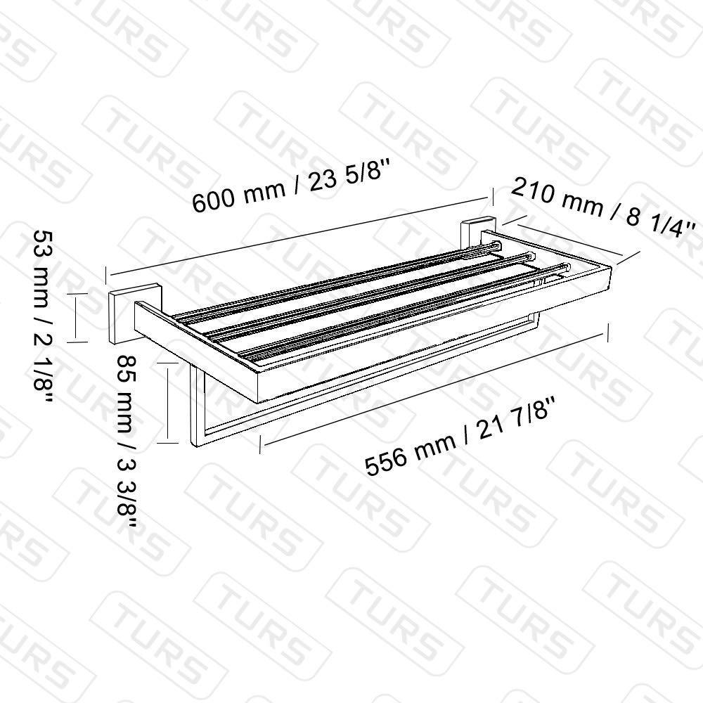 Budget turs 22 inch bathroom towel rack storage organizer hanger towel bar sus 304 stainless steel wall mount brushed gold q7008lj