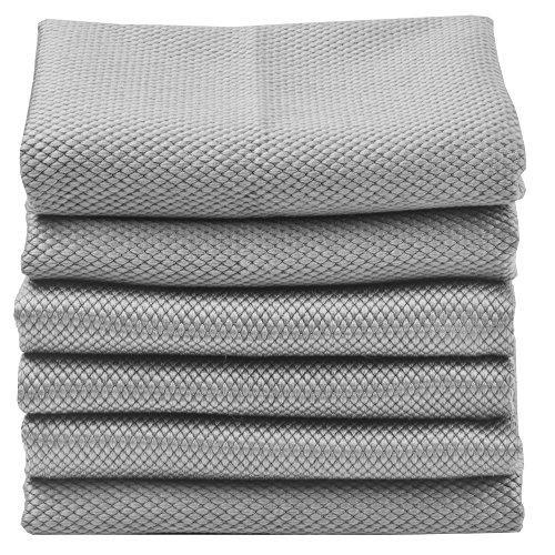 Results sinland microfiber cleaning cloth for stainless steel appliances wine glass window polishing towels grey 16inch x 16inch pack of 6