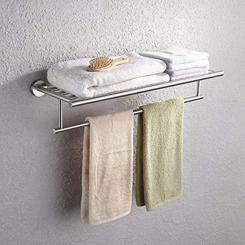 Products kes 24 inch large towel rack with shelf stainless steel single towel bar dual hanger storage organizer modern style wall mount brushed finish a2010s60 2