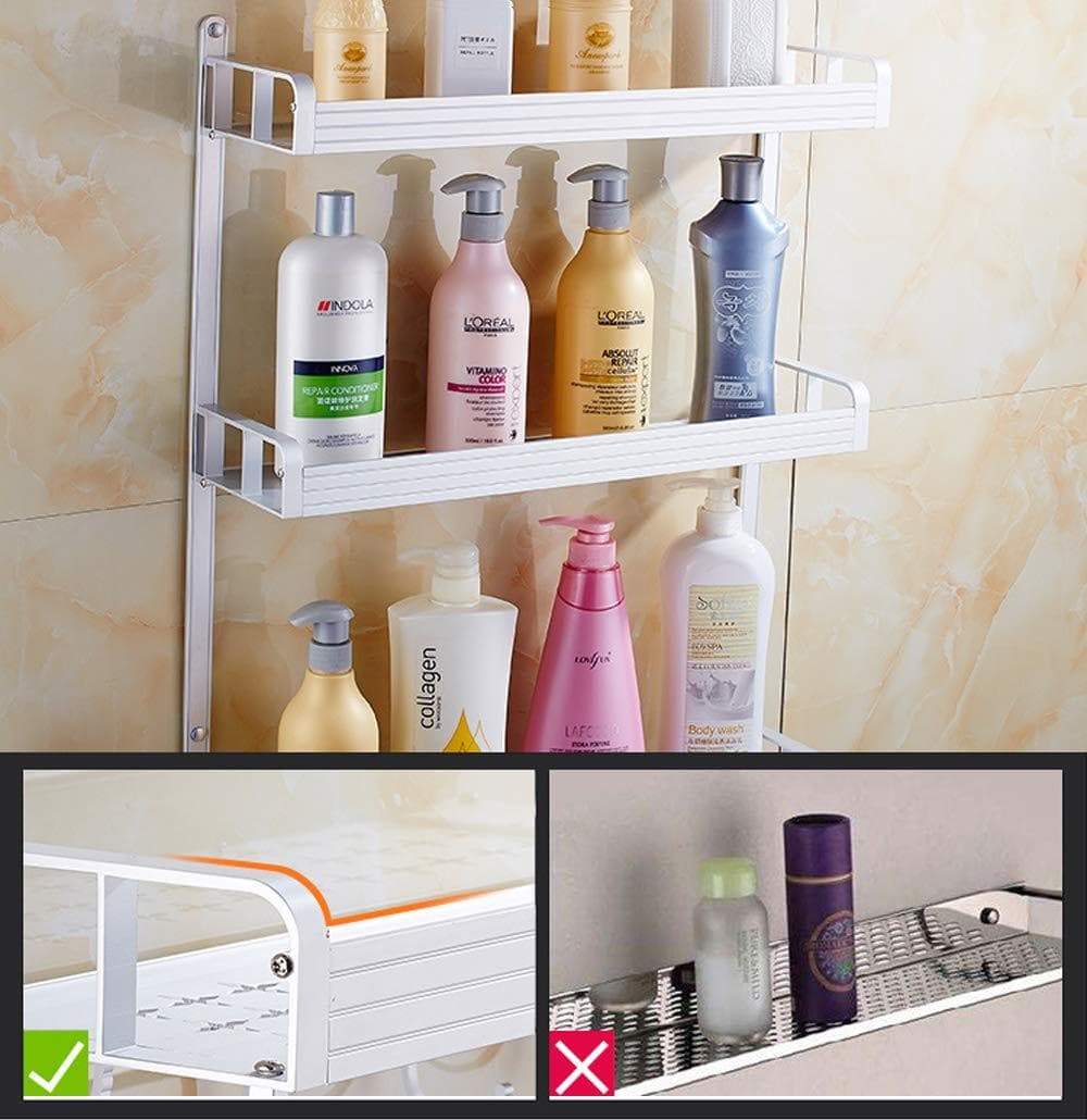 Order now 2 layer space aluminum bathroom corner shelf shower caddy shampoo soap cosmetic storage basket kitchen spice rack holder organizer with towel bar and hooks rectangle double