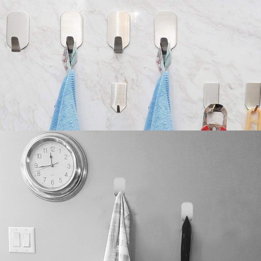 Discover the adhesive hooks heavy duty wall hooks stainless steel ultra strong waterproof hanger for robe coat towel keys bags home kitchen bathroom set of 16