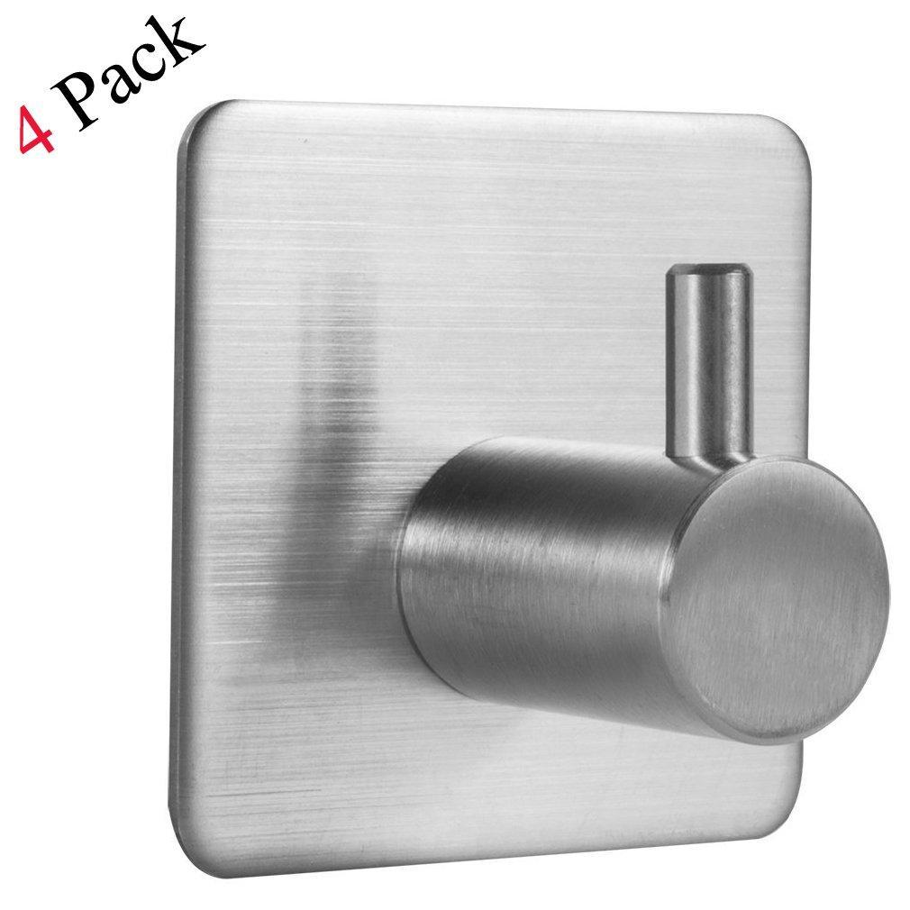 Shop innoam robe towel coat hook 3m self adhesive bathroom kitchen wall hooks brushed stainless steel 4 pack