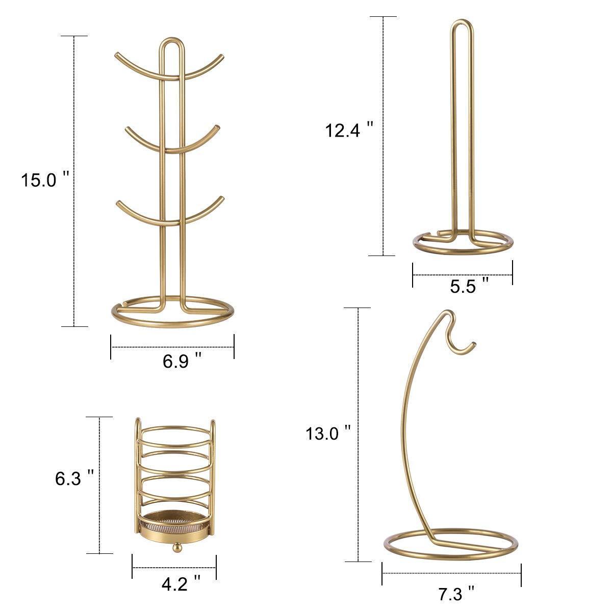 Shop here kitchen organizer set 4 piece banana hanger mug tree holder rack paper towel holder flatware caddy kitchen gifts modern collection for countertop table decor