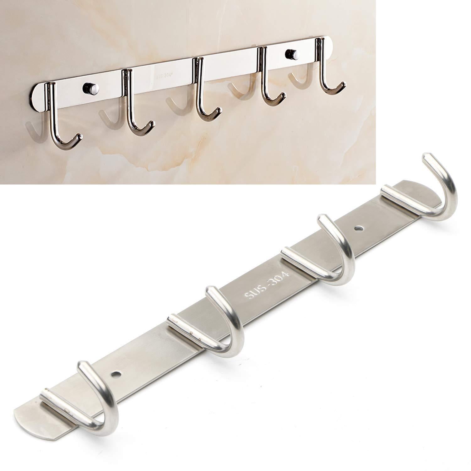 Try pxyelec 11 inch coat hooks sus304 stainless steel wall mounted coat rack towel hook with 4 heavy duty hooks wall mount brushed nickel pack of 2