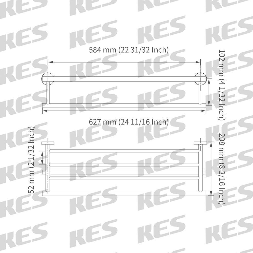 Purchase kes 24 inch large towel rack with shelf stainless steel single towel bar dual hanger storage organizer modern style wall mount brushed finish a2010s60 2