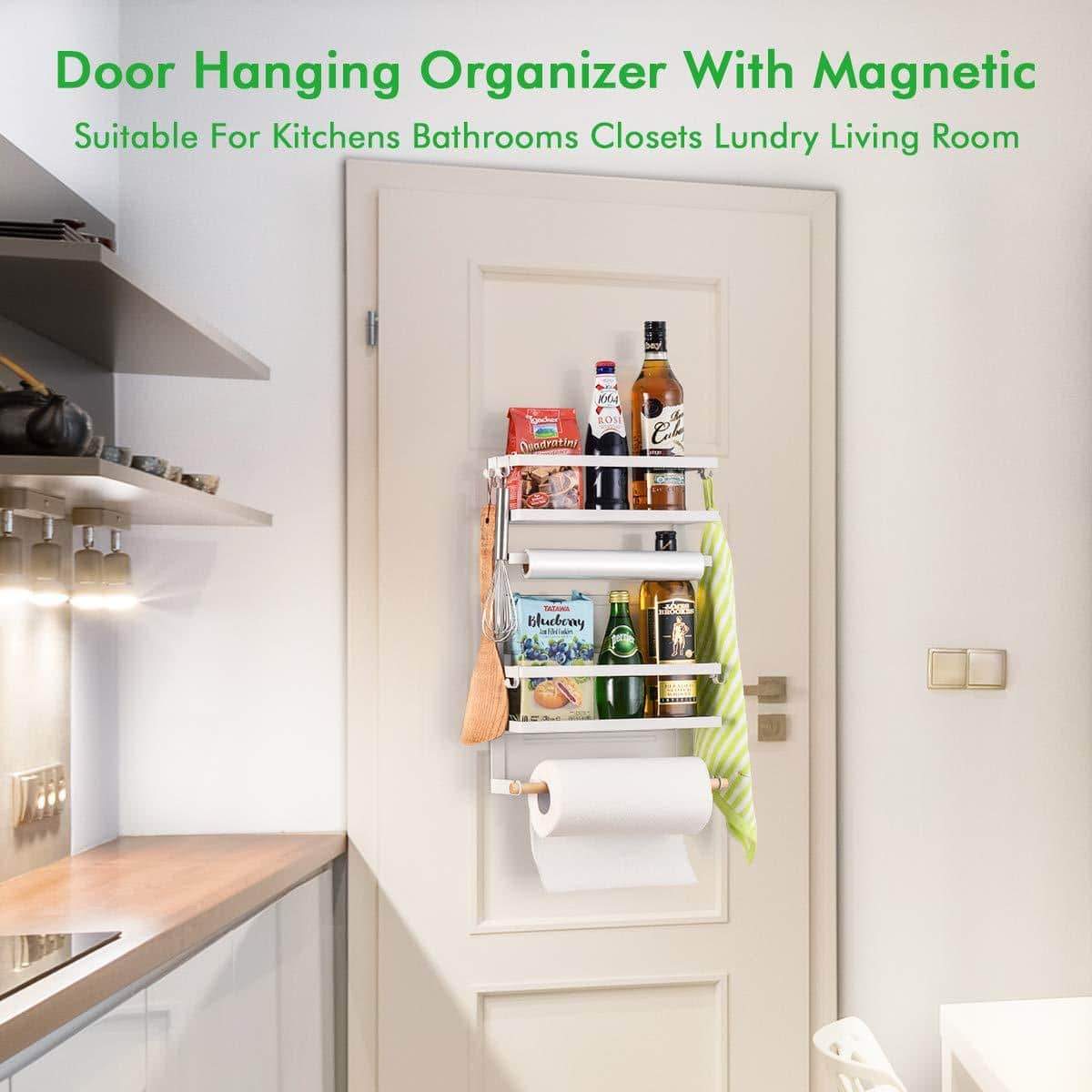 Amazon refrigerator organizer rack magnetic kitchen magnetic holder with hook strong power magnet for paper towel holder rustproof spice jars rack refrigerator shelf storage hanger oganizer tool 19 x13x5 3in