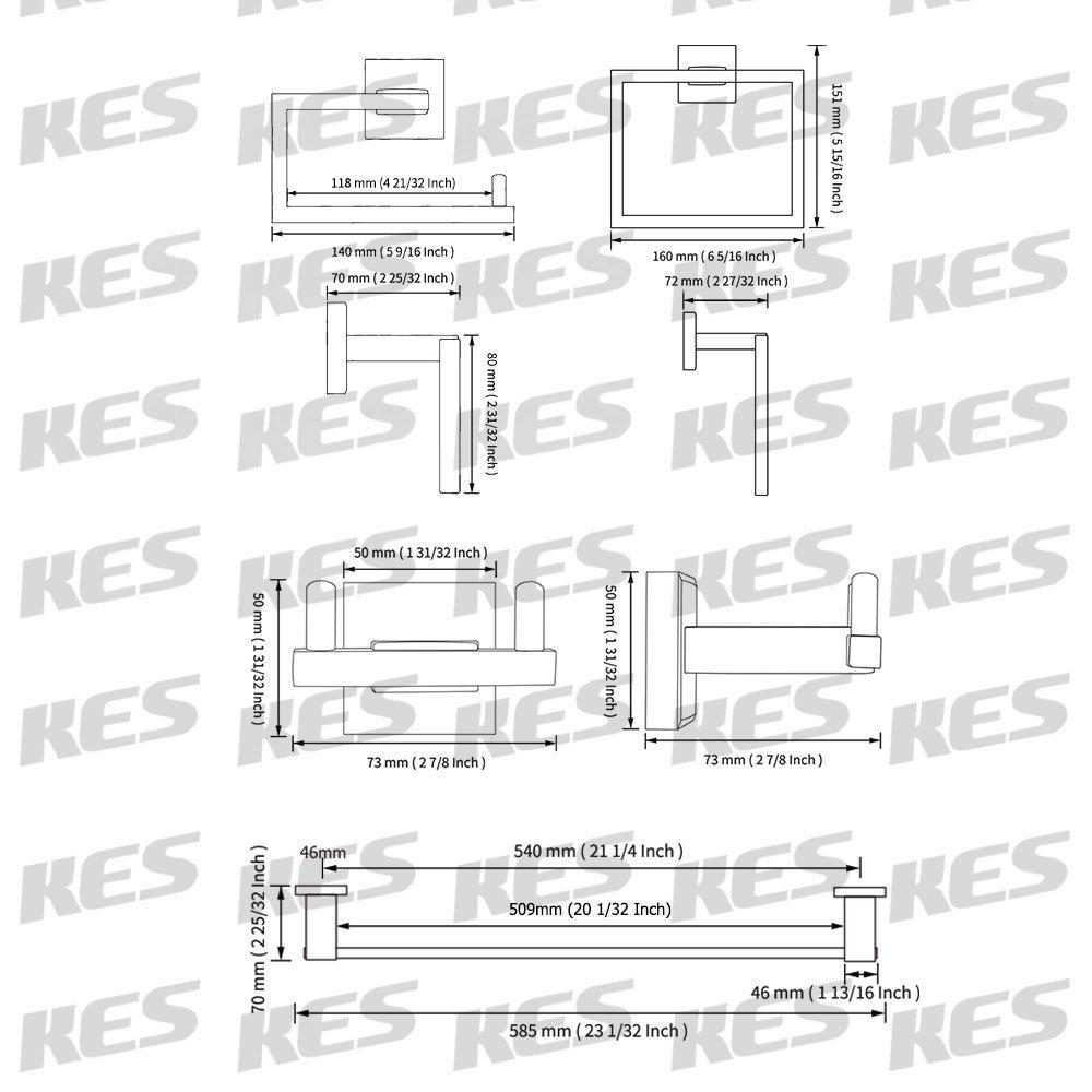 Discover the kes sus 304 stainless steel 4 piece bathroom accessory set rustproof including towel bar toilet paper holder towel ring double robe hook wall mount contemporary square style brushed finish la242dg 42