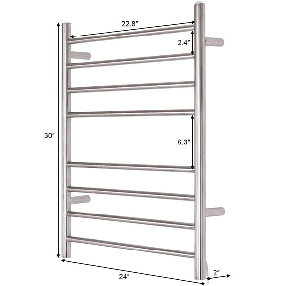 The best 24 x 30 wall mount stainless steel polished towel warmer drying rack w 8 bar horizontal pipe