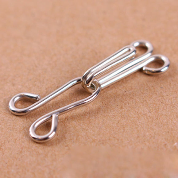 Lyracces Brass Copper Hook and Eye Clasps Closure Fastener Sewing Buttons For Lingerie Bikini Bra strap Sweater Coat 100set (22x11mm #4, Silver tone)