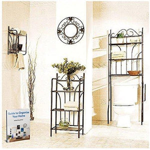 Budget friendly 3 piece bathroom organizer spacesaver with over the door hooks hanger hanging clothes towel shelf tissue over the rack toilet cabinet floor shelving towel ebook by easy2find