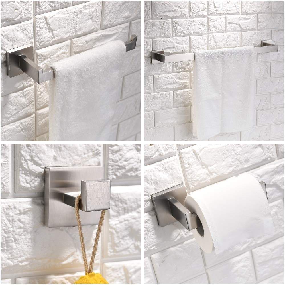 Organize with turs contemporary 4 piece bathroom hardware set towel hook towel bar toilet paper holder tower holder sus 304 stainless steel wall mounted brushed