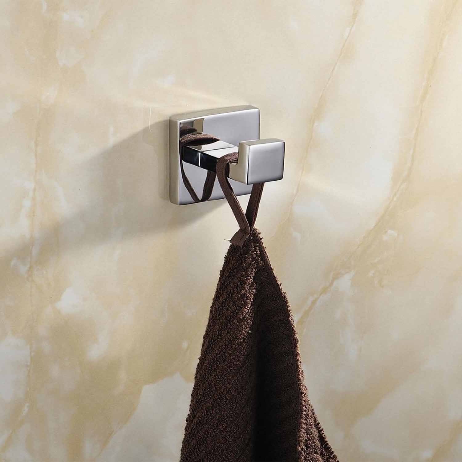 Related luxury 304 stainless steel bathroom single towel hook robe chrome wall mount coat hat door hook hanger mirror polished bathroom accessories 5pcs 5