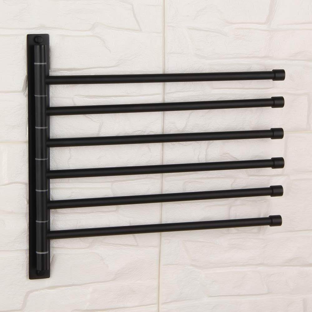 Order now gerz bathroom swing arm towel bars wall mount bath towel rack with 6 arms hanger towel holder organizer sus 304 stainless steel matte black