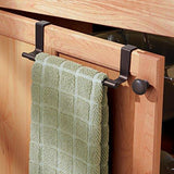 Top rated mdesign decorative kitchen over cabinet expandable towel bars hang on inside or outside of doors for hand dish and tea towels pack of 2 bronze finish