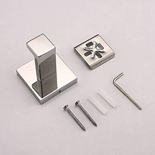 Products luxury 304 stainless steel bathroom single towel hook robe chrome wall mount coat hat door hook hanger mirror polished bathroom accessories 5pcs 5