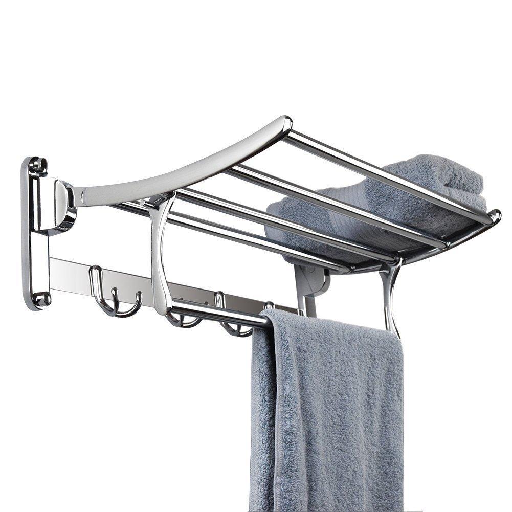 Budget friendly hamhsin stainless steel wall mounted bathroom towel rack brushed towel shelf towel holder hotel rail shelf storage holder 50cm