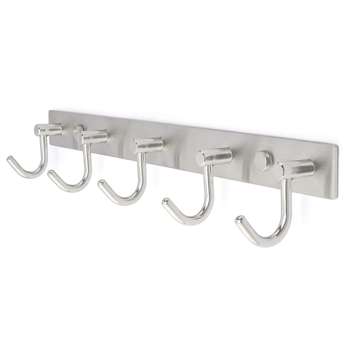 Stainless Steel Hook Rail/Coat Rack with 5 Scroll Hooks, Sturdy and Functional Wall Mounted SUS304 Metal Coat Hooks Towel Hanger, Brushed Nickel