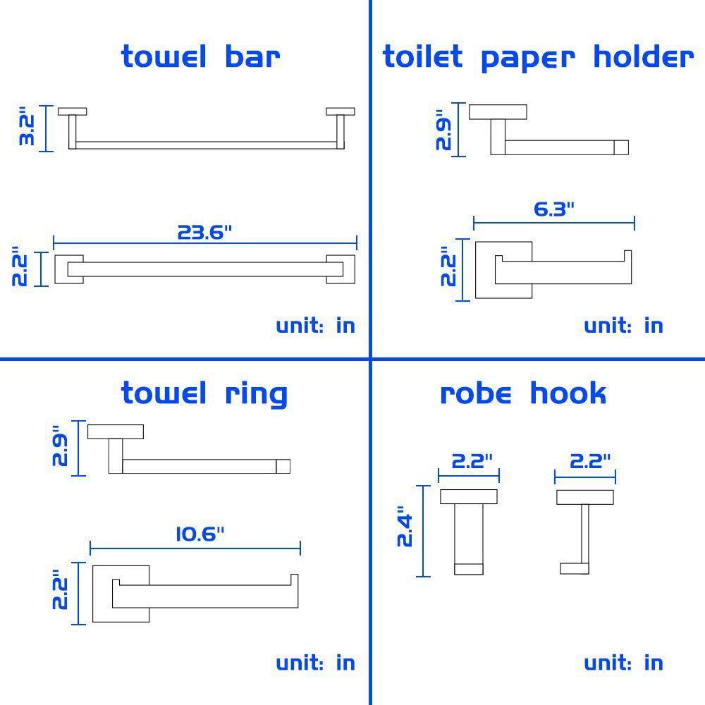 Online shopping luckin towel bar set black modern bathroom accessories set matte black bath towel rack set with toilet paper holder 4 pcs