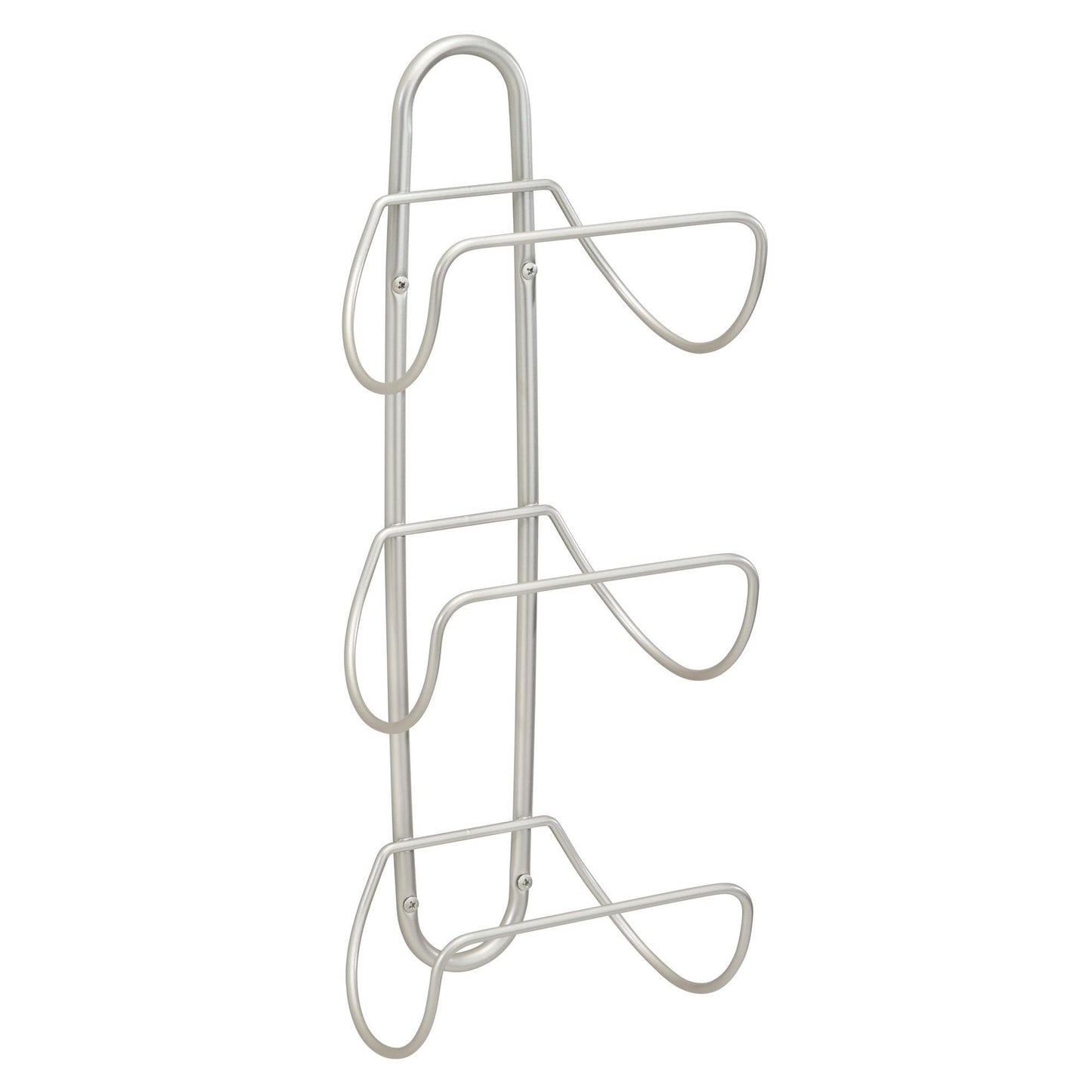 Save mdesign modern decorative metal 3 level wall mount towel rack holder and organizer for storage of bathroom towels washcloths hand towels 2 pack satin